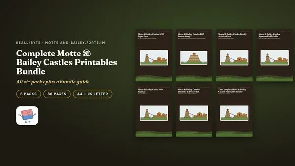 Cover of the Motte and bailey castles printables bundle from motte-and-bailey.forts.im